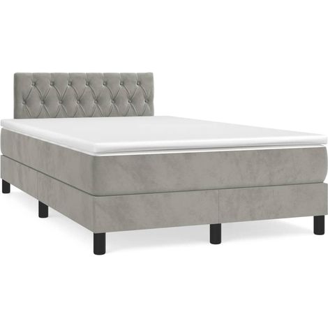 Sommier à lattes de lit avec matelas LED gris clair 120x190 (1/5)