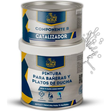Pintura para Platos de Ducha y Bañeras, Mate, Niebla de Invierno, Dos componentes, 600+150 ML (1/4)
