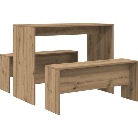 Maison Exclusive - 3-tlg. Esstisch und Bank Set Artisan-Eiche Hol