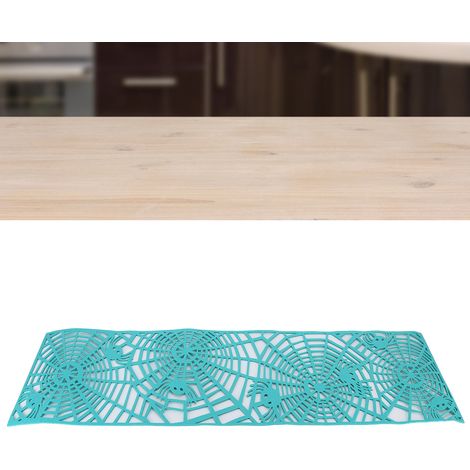 Kreatives, durchbrochenes Filz-Platzset, rechteckiger Filz-Tischläufer in Form eines Spinnennetzes, grün (1/5)
