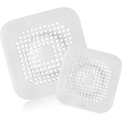 Tubo di scarico in silicone per capelli, tappo raccogli capelli con filtro a ventosa per bagno, cucina, vasca da bagno, copertura filtro (bianco), 14,5 x 14,5 cm (1/5)