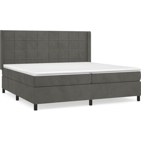 Maison Exclusive - Giroletto a Molle con Materasso Grigio Scuro 200x200 cm Velluto (1/5)