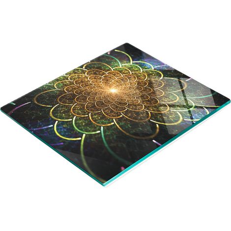 Planche de service en verre pour la cuisine, motif floral brillant, 60 x 52 cm (1/5)