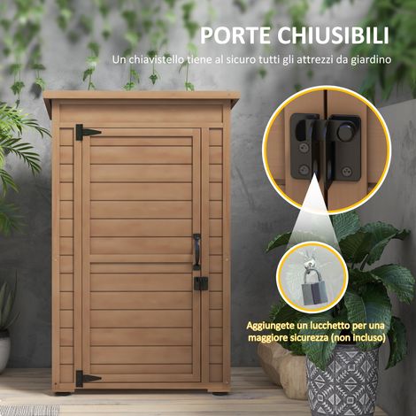Armoire de jardin bois marron 75x56x117 cm avec étagère réglable et serrure de sécurité (1/5)