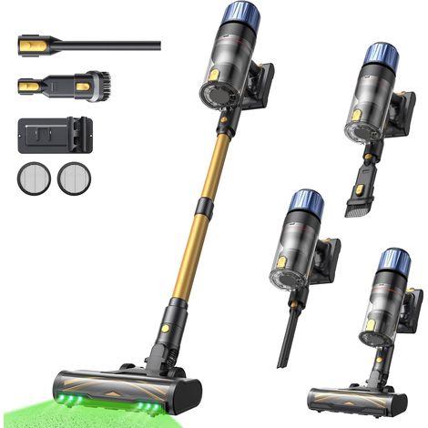Aspirateur Balai sans Fil, 55Kpa/70Min/600W Aspirateur sans Fil Puissant, Brosse Anti-Enchevêtrement, Autoportante, Télescopique Balai Aspirateur Tapis, Sols Durs, Poils d'animaux et Voiture (1/5)