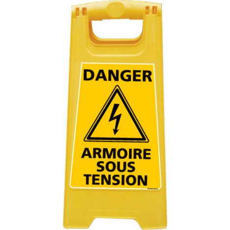 Chevalet de signalisation, attention danger armoires sous tension - Chevalet jaune (1/5)
