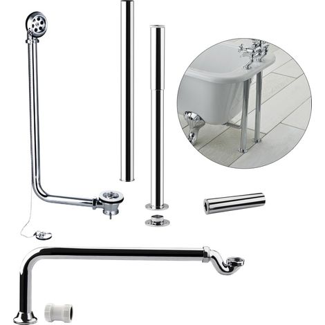 Luxury Roll Top Bath Freestanding Waste Kit Chrome Bath Shrouds + Plug + Trap