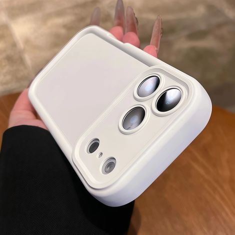 (iPhone 17 blanc) Coque de protection souple en silicone liquide, protection d'objectif en caoutchouc dépoli (1/5)