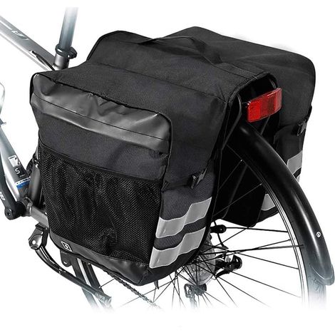 Fahrradtasche, Gepäckträger, Fahrrad-Kofferraumtasche, Doppelte Fahrradtasche, Fahrrad-Hecktasche, Doppelte Fahrradtasche, für Fahrräder, Outdoor, Pendeln, Einkaufen, Reiten, Picknick (schwarz) (1/5)