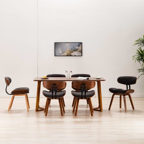 Lot de 6 Chaises de salle à manger - Chaises à dîner Gris Bois courbé et tissu BV933860 - BonneVie (1/5)