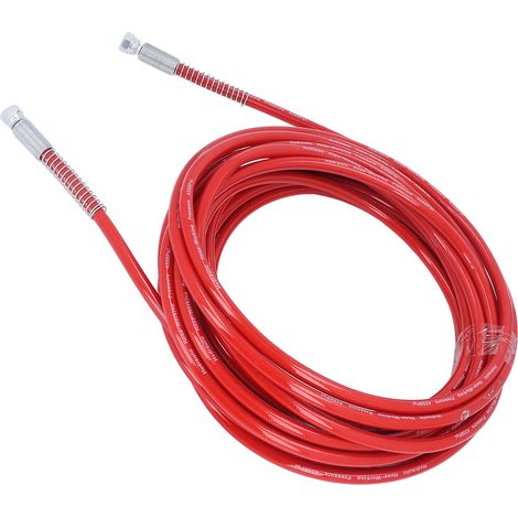 Airless-Farbspritzpistolenschlauch, universeller, flexibler Hochdruckschlauch, faserverstärkt, 15 m, 1/4 Zoll, rot (1/5)