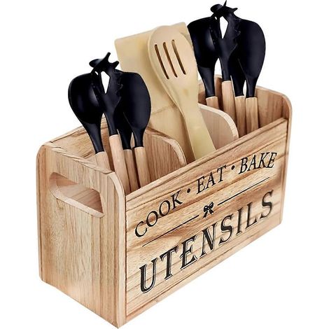 Dreiteiliges Küchenutensilienregal, rustikale Aufbewahrungsbox aus Holz, Vintage-Geschirr, Geschirraufbewahrungseinheit im Landhausstil C (1/5)