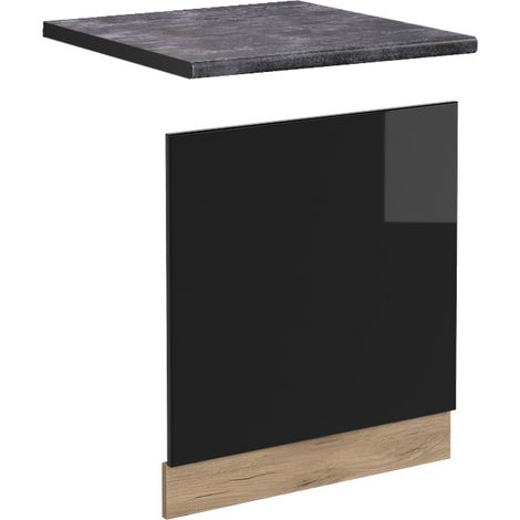 Façade R-Line, Noir Haute brillance, 60 cm , PT Anthracite, Vicco