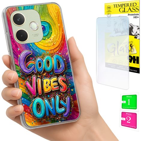 Schutzhülle für Oppo A5 Pro: Foto-Design auf der Rückseite, Vibes-Grafik + 9H-Glas (1/5)