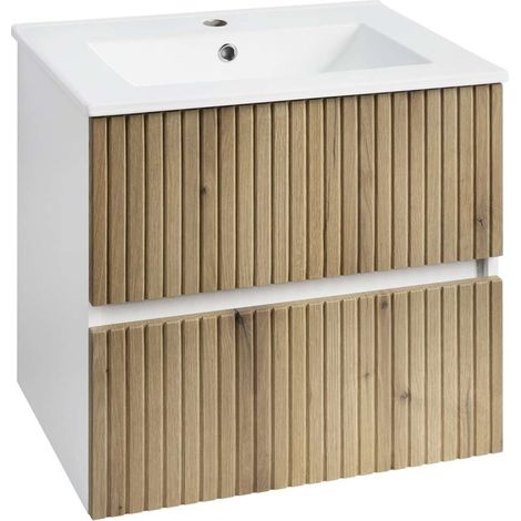 Aqualine Paneda - Mueble para lavabo de 60x55x45 cm, roble emporio PN360 (1/5)