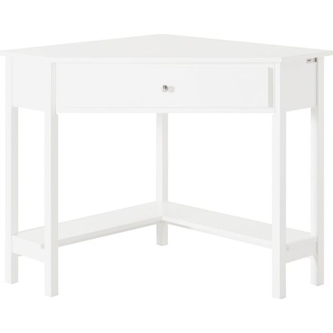 SoBuy Tavolo angolare,Tavolo Consolle, con cassetto, bianco,triangolo,FWT31-W (1/5)