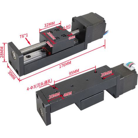 100-mm-Linear-Verschiebetisch, hohe Präzision, T6x4-Kugelgewindetrieb, Präzisions-Linearführung, Gleittisch für CNC. (1/5)