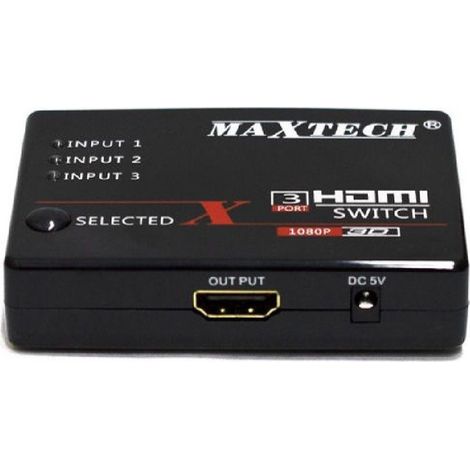 Trade Shop - Switch Hdmi 3d 3 Ingressi 1080p Con Tecnología Para Tv Ps3 Xbox Dvd Maxtech Dk-303 - (1/3)