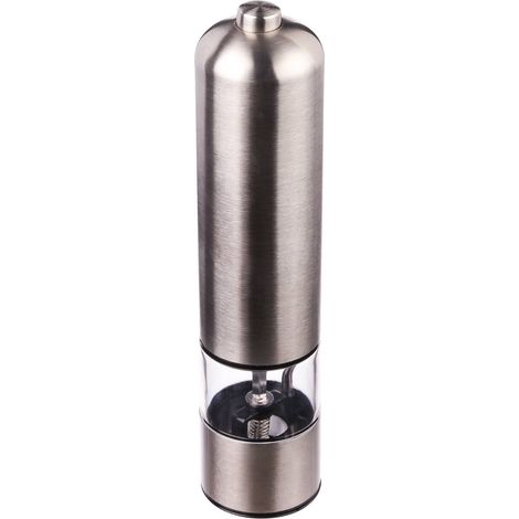 Moulin à poivre électrique Led - D 5 x H 23 cm - Argenté - Livraison gratuite (1/4)