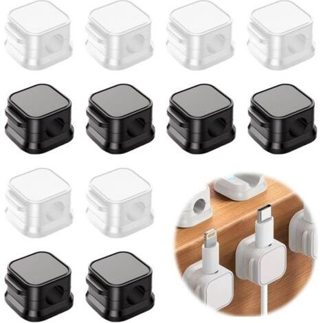 12Pcs Attache Cable Support de Câble Magnétique,Range Cable Bureau,Cacher le Support de Câble de Chargement de Téléphone