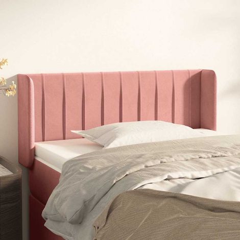 Tête de lit avec oreilles en velours rose, hauteur réglable, 93 x 16 x 78/88 cm - PANGIVO (1/5)