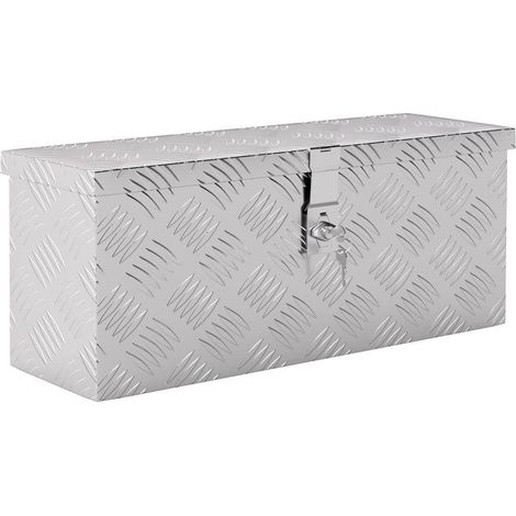 Coffre de rangement/boîte à outils en aluminium avec serrure et clés, 50 x 15,5 x 20,5 cm (1/5)
