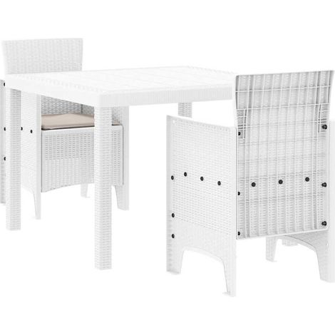 Ensemble de salle à manger pour jardin 3 pcs,Salon de jardin Blanc Rattan Polt CFW76566 (1/5)