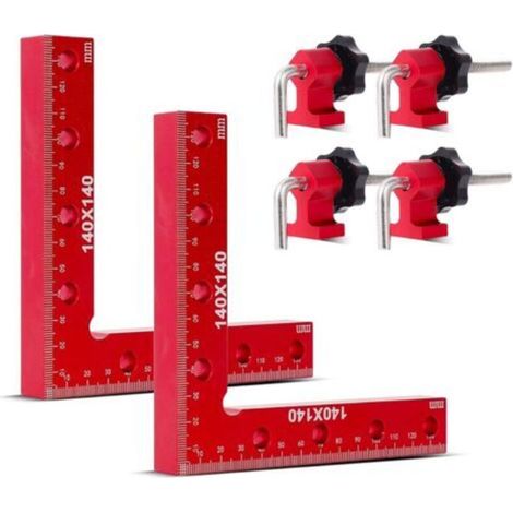 90 Degree Angle Clamp, Pack of 2 L-Type Positioning Squares, 140mm x 140mm Aluminum Woodworking Clamp, For Cabinets, Photo Frames, Drawers, Boxes (1/5)