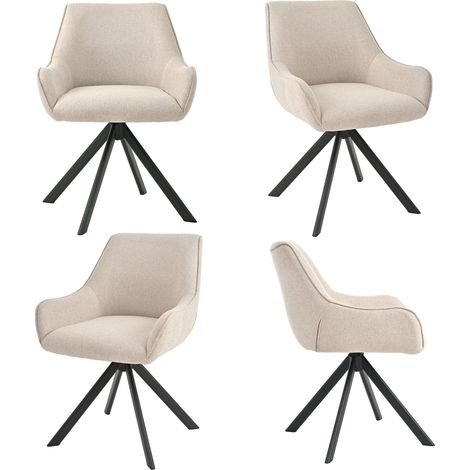 Goeurvant 360° drehbarer Sessel mit geschwungener Rückenlehne und weichem Kissen, perfekte Kombination aus Stil und Komfort - 4er Set - Beige