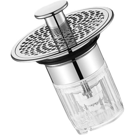 Filtre de vidange, inox/ABS, bouton-poussoir, anti-obstruction (1/5)