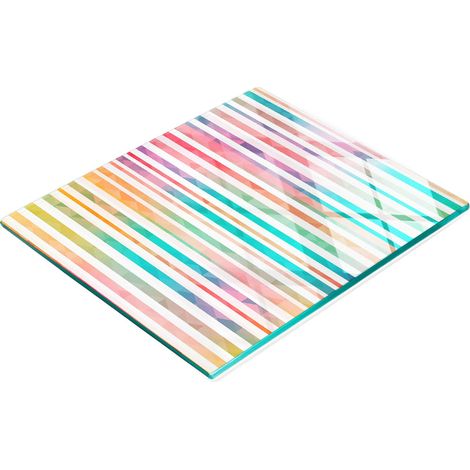 Vassoio decorativo in vetro con grafica arcobaleno per servire snack, 60x52 cm (1/5)