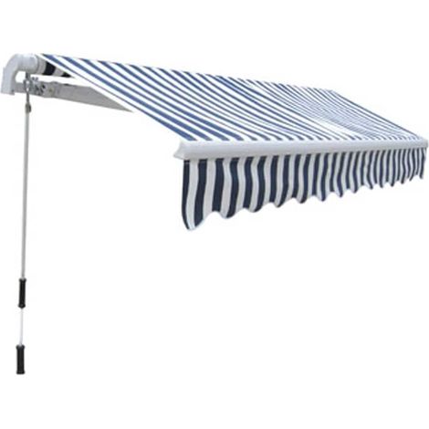 Maison Exclusive - Gelenkarmmarkise Handbetrieben 300 cm Blau/Wei (1/5)