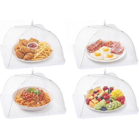 （4pcs Cloche Alimentaire Pliable Anti-Mouche Couvercle de Nourriture en Maille Pliant Tente Parapluie Anti-Insectes Anti-moustiques Protection (1/5)