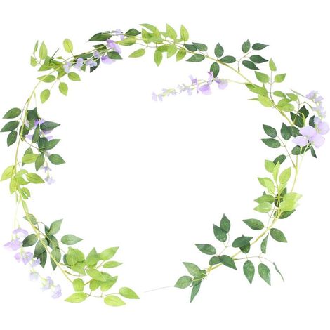 Lot de 2 guirlandes de vigne artificielles de 2,13 m (7 pieds), fleurs suspendues en rotin pour cérémonies en extérieur, violet-AquaForge (1/5)