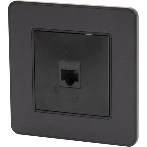 Presa telefonica RJ45 da incasso modello KOURO in metallo nero spazzolato ZENITECH