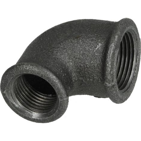 Raccord en fonte malléable noir coude 90° réduit 3/4'' x 1/2'' FF/FF