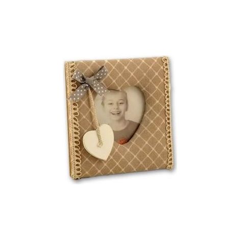 Porta foto tessuto beige, 12x12 cm (kit da 5)