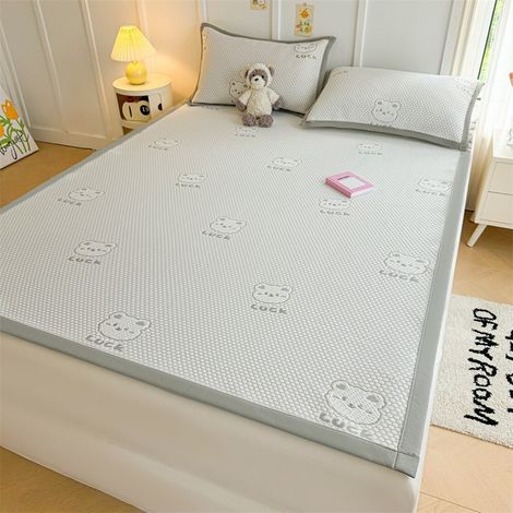 Ensemble de 3 housses de matelas rafraîchissantes pour l'été, en soie glacée, idéales pour les résidences étudiantes, lavables en machine, compatibles avec la climatisation. (1/3)