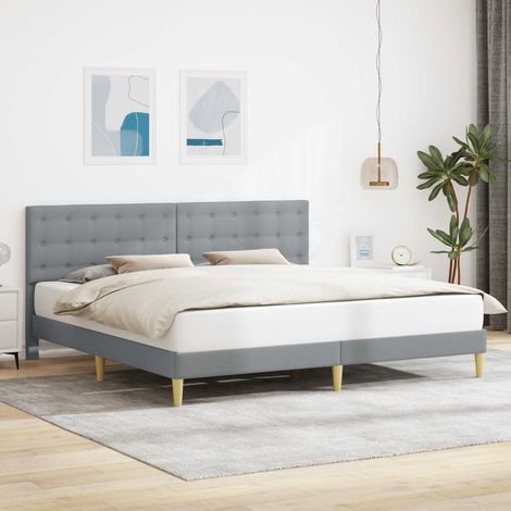 vidaXL Cadre de lit avec tête de lit Gris clair 180 x 200 cm Tissu (1/5)