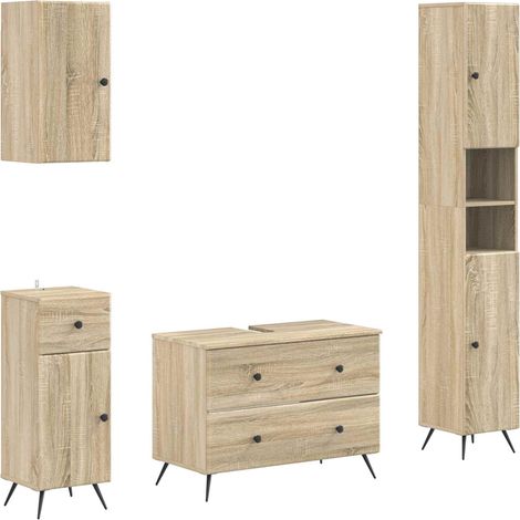 Maison Exclusive - Set di Mobili da Bagno da 4 Pezzi BREDA Rovere Sonoma (1/5)