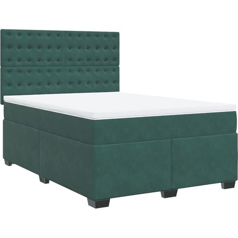 vidaXL Giroletto a Molle con Materasso Verde Scuro 140x190 cm Velluto (1/5)