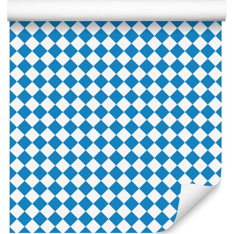 Papier peint géométrique à losanges azur, bleu et blanc 50x1000 cm (1/5)