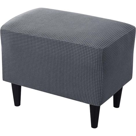 Housse Ottomane Carré Extensible Jacquard, Housse de Tabouret avec Fond Élastique Antidérapante, Housses de Repose-Pieds Housses de (1/5)