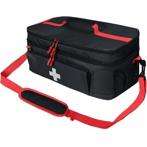 Erste Hilfe Tasche mit Schultergurt, wasserdicht, schwarz