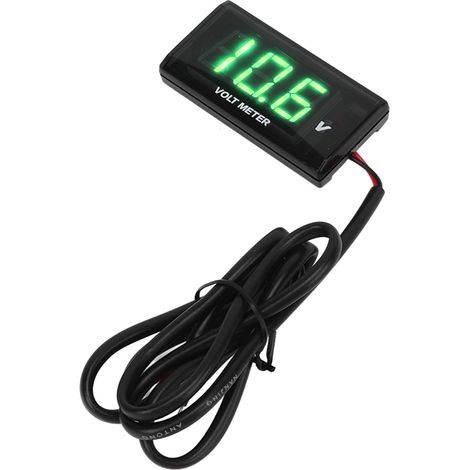Voltmètre Moto LCD Universel Ultra Fin Étanche avec Support Gauche DC12V Vert