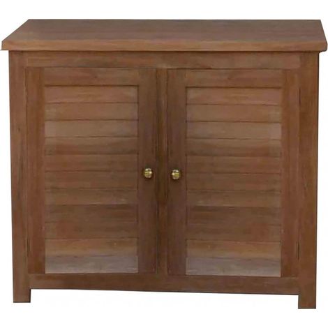 Mobile da esterno o interno in legno massiccio di teak con 2 ante e ripiano interno Western (1/3)