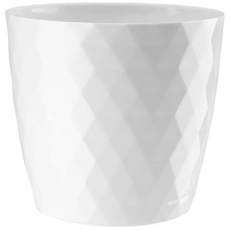 Vaso rotondo in plastica bianca, 16 cm, in cristallo