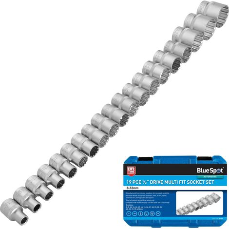 Blue Spot Tools 19 Piece Multi Fit 1/2" Drive Socket Set (8-32MM) (1/5)