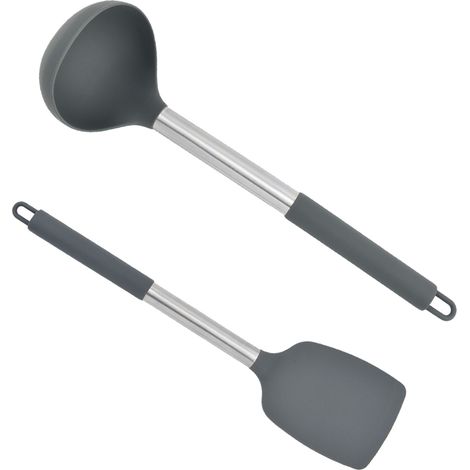 Spatule En Silicone - Manche Acier Inoxydable - Résistant À La Chaleur Jusqu'à 230 °C - Pour Poêles Et Casseroles Antiadhésives - Lot De 2