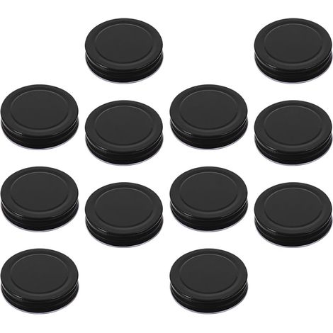 Lot de 16 couvercles de bocaux en fer-blanc noir de 70 mm, compatibles avec les bocaux Mason (1/5)